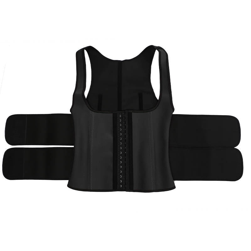 His Fits “Taylor_Fit”
Open Chested, Double Strapped High Waisted Compression Neoprene/Latex Waist Trainer Vest for Men!