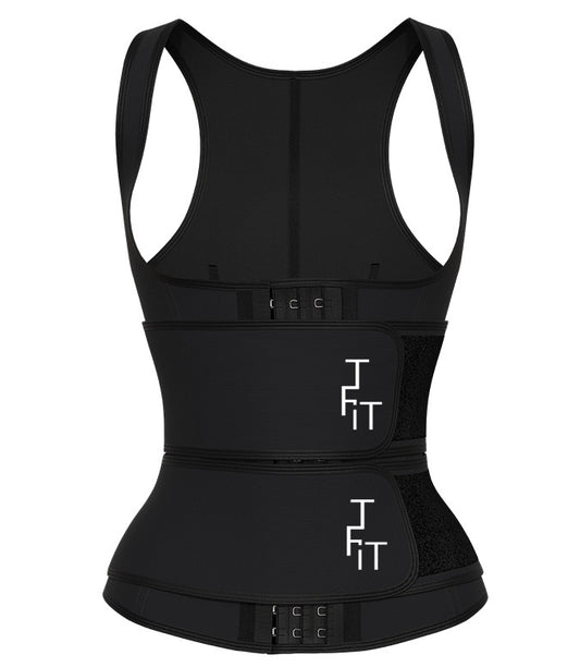 His Fits “Taylor_Fit” 
Open Chested, Double Strapped High Waisted Compression Neoprene/Latex Waist Trainer Vest for Men!