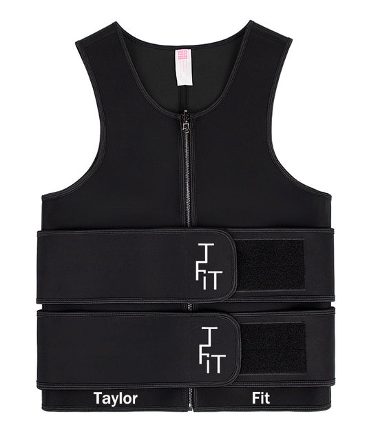 His Fits “Taylor_Fit” Higher Double Strapped Compression Neoprene/Latex Waist Trainer Vest for Men!